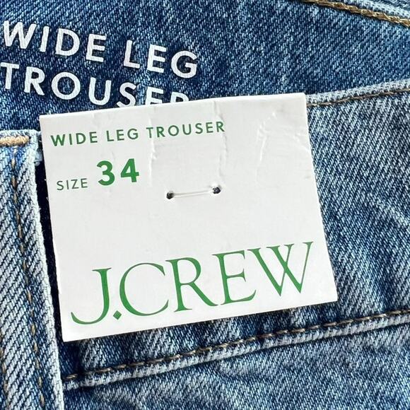J Crew Jeans Women's Size 34 High Rise Wide Leg Trouser Medium Wash Sailor NWT - Picture 5 of 13